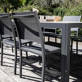 thumbnail of Set van tuintafel en 6 stoelen in aluminium en houtkeramiek
