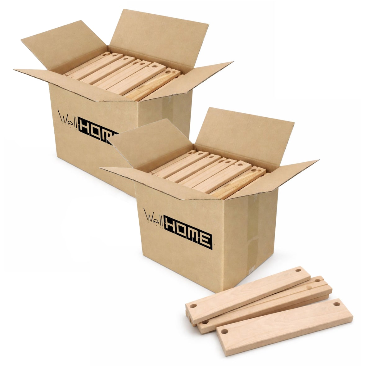 WellHome - Set mit 2 Kisten Buchenholz Brennholz 30 kg (2 x 15 kg) naturgetrocknetes Holz für Kamine, Grills und Öfen