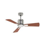 thumbnail of eco neo III 92, wlan-ventilator ohne licht, gehäuse aus gebürstetem stahl, flügel in walnuss- und kirschholz, casafan