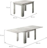thumbnail of Dmora Ausziehbarer Esstisch Otto, Hilfsküchenkonsole, Ausziehbarer Tisch, 100% Made in Italy, cm 90x90h75, Zement