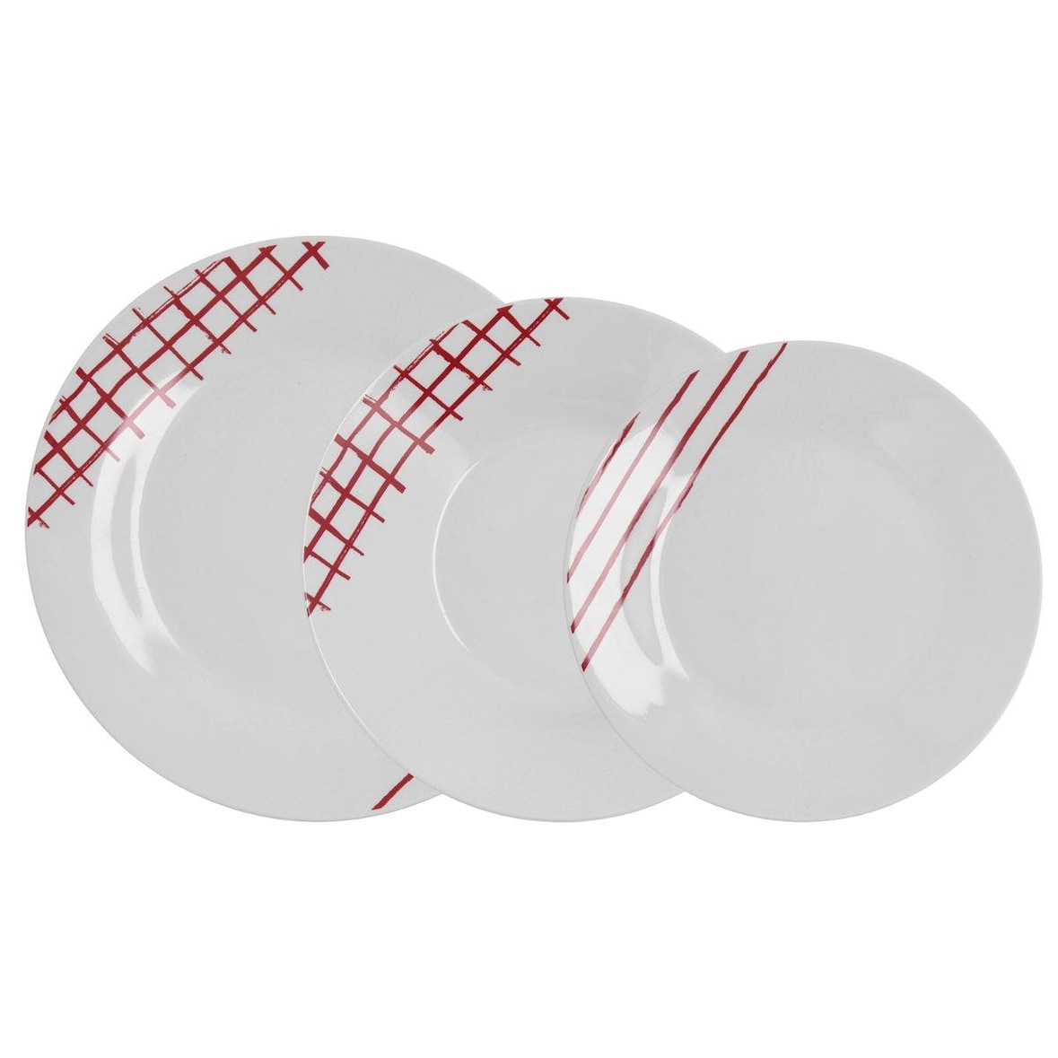 Quid Kansas Vajilla Porcelana Rojo 18 Piezas - 6 Personas