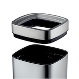 thumbnail of PROREGAL Quadratischer Abfalleimer aus mattem Edelstahl mit offenem Einwurf | 9 Liter, HxBxT 33,8x24x24cm | Silber