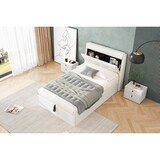 thumbnail of Polsterbett 90x200 cm mit hydraulischem Bettkasten und verstecktem Stauraum – modernes Design aus PU Weiß