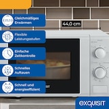thumbnail of Exquisit Mikrowelle 20L, 700 Watt, 25,5cm Drehteller, 5 Leistungsstufen, Timer, Auftaufunktion, 2 Drehregler, MW 802 silber