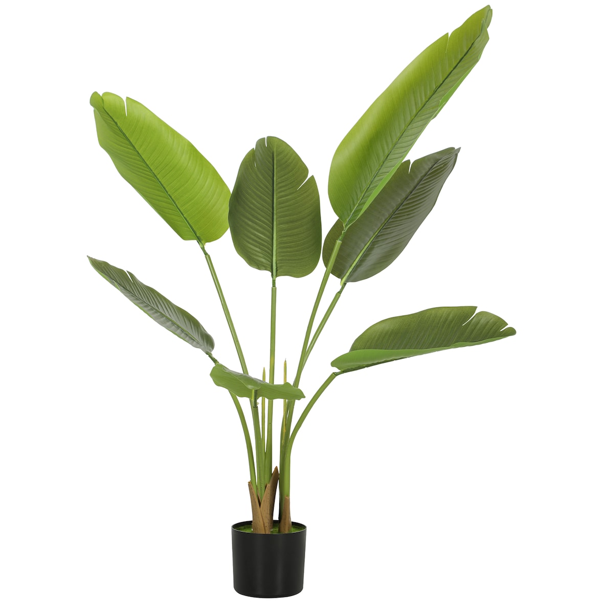 HOMCOM planta artificial decorativa 109 cm bananera artificial con maceta y hojas para interior hogar salón oficina verde