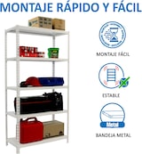 thumbnail of SimonRack Estantería Metálica, 2000x1100x400 mm, 5 Alturas, Bandeja Metal, 200 kg de Punto Flexión, Blanco - Simonclick