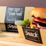 thumbnail of PAPSTAR 50 Burgerboxen, Pappe "pure" 8,5 cm x 15,5 cm x 15,5 cm "Good Food" XXL