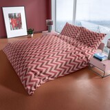 thumbnail of Bettwäsche 4 teilig Set Baumwolle 155x220 cm Rot Rosa Bordeaux Zick Zack mit Reißverschluss