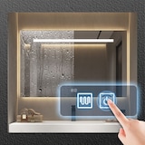 thumbnail of 【YT3256-110K】Waschbecken Holzmaserung Unterschrank aus Keramik Weiß Arbeitsplatte Set Spiegel 110*55cm