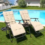 thumbnail of 2 Sedie Sdraio Con Cuscino Imbottito E Portavivande Poltrona Relax Reclinabile Gravità 0 Design Ergonomico Richiudibile In Acciaio Portata Max 120 Kg