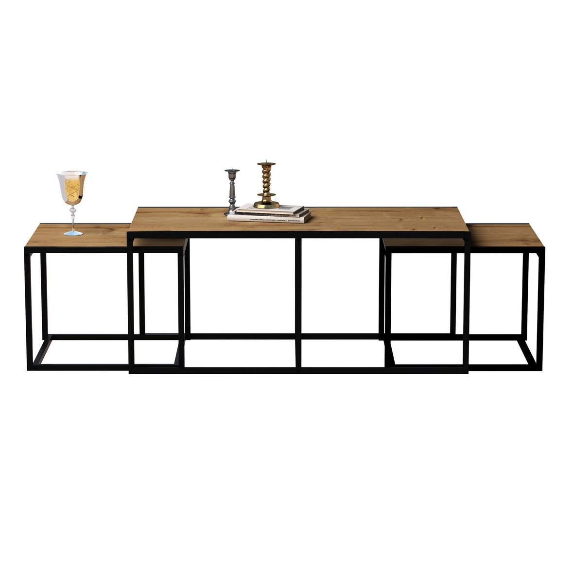 Skye Decor, Gigante- GiganteZNA, Eichenfarbig,,Schwarz, Couchtische, 50x120x60 cm, 100% Melaminbeschichtete Partikelplatte
