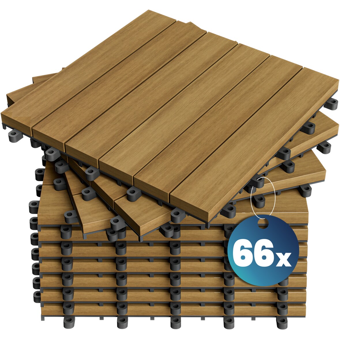 Casaria 66x Holzfliesen Eukalyptus 30x30cm