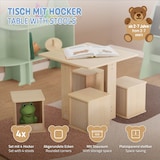 thumbnail of Joyz Kindersitzgruppe 5-teilig mit 1 Tisch & 4 Hockern, Kindermöbel Set aus Holz, Hocker mit Stauraum, Kindertisch Schreibtisch Maltisch für