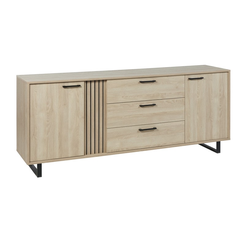 Matelpro - Buffet/bahut moderne 220 cm chêne sable Madera - Moderne & Design -Chêne sable -  -Types de portes: Battantes