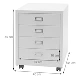 thumbnail of Rollcontainer HWC-L49, Schubladenschrank Stahlschrank Aktenschrank, Metall 55x40x41cm 4 Schubladen ~ rot