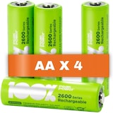 thumbnail of 4 x Pilas Recargables AA 100% PeakPower 2600 Series  Capacidad mínima Garantizada 2300 mAh NiMH  Pilas AA Recargables