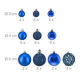 thumbnail of Relaxdays Weihnachtskugeln im 50er Set, glitzernde, matte & glänzende Christbaumkugeln, Kunststoff, ∅ 3, 4 & 6 cm, blau