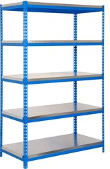 thumbnail of SimonRack Estantería Industrial, 2000x1200x450 mm, 300 kg de Punto Flexión, 5 Estantes Metálicos, Estantería Garaje, Azul/Galva - Bricoforte