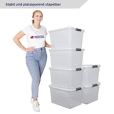 thumbnail of PROREGAL Aufbewahrungsbox mit Deckel 60L 6er Set Extra Groß Rollen transparent stapelbar Kunststoffbox Verschlussclips Stapelbox Aufbewahrungsbehälter