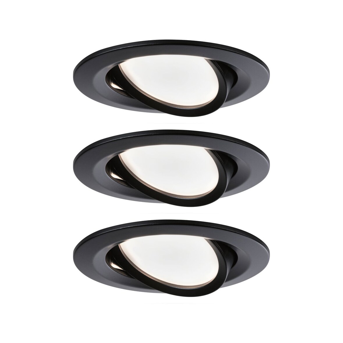 Paulmann Spot encastré LED Nova Coin Kit de 3 orientable  rond 84mm 50° Coin 3x6W 3x470lm 230V  2700K Noir mat 94471