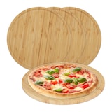 thumbnail of Relaxdays Pizzateller, 4er Set, Bambus, Ø 32 cm, Servierbrett für Pizza, Flammkuchen, Käse, rundes Pizzabrett, natur