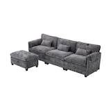 thumbnail of Merax 3-Sitzer Schlafsofa aus Chenille, Ecksofa Mit USB-Anschluss, Seitentasche, Handyhalter und modularen Hockern, Grau