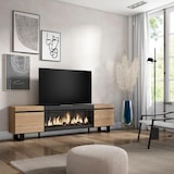 thumbnail of Wohnzimmer-TV-Schrank, Viel Stauraum, 210, Für TV-Geräte bis 80“, XXL-Elektrokamin, Industriedesign, Moderner Stil, Eiche und Schwarz _ 413_22