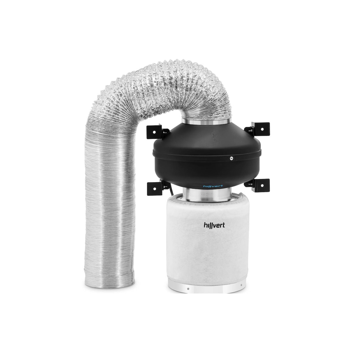 hillvert Kit aspirazione aria - Filtro ai carboni attivi, ventilatore a tubo, tubo di scarico - 382,2 m³/h - Uscita Ø 125 mm