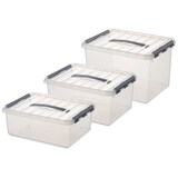 thumbnail of 9er Set Clipboxen, 12 Liter, 15 Liter und 22 Liter, transparent, Polypropylen-Kunststoff (PP)