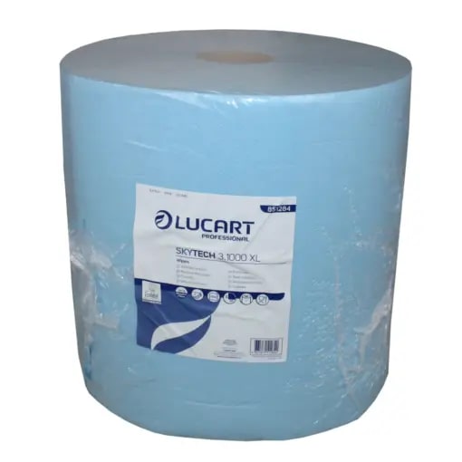 Putztuchrolle Lucart Skytech 3.1000 XL, blau, 100 % Recycling, 3-lagig, 36x36cm, perforiert, 1.000 Blatt #851284