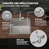 thumbnail of ML-Design Spülbecken Edelstahl 45 × 45 cm Silber – Eckige Einbauspüle mit Ab- & Überlaufgarnitur, 1 Becken klein, Edelstahlspüle mit Siphon & 2