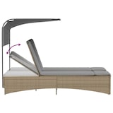 thumbnail of vidaXL Doppel-Sonnenliege mit Dach und Auflagen Beige Poly Rattan