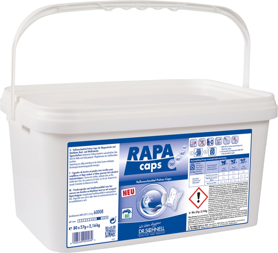 RAPA CAPS Vollwaschmittelpulver-Caps, Eimer 2.16 kg