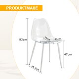 thumbnail of Standard-Esszimmerstühle 4er-Set aus Kunststoff und Metall, transparent/silberfarben, 44x36x83 cm, mit rutschfesten Füßen