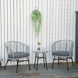 thumbnail of Outsunny Set 3 Pz Mobili da Giardino in Rattan con 1 Tavolino 2 Sedie