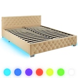 thumbnail of tectake Gestoffeerd bed met LED-strips & opbergruimte - beige, 180 x 200 cm - 405978