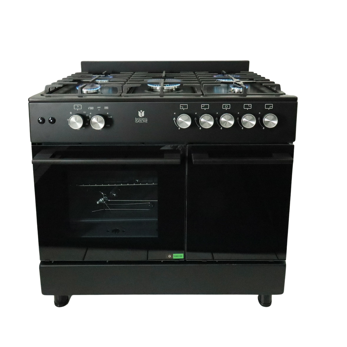 Gasline GAG90GOXFLB Standherd  90X60 mit Gasflaschen Raum Gasbackofen 71 L  Gas-Gas  Schwarz Matt