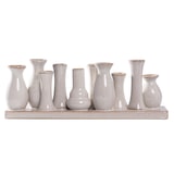thumbnail of Jinfa 1 Set aus 10 kleinen Vasen auf festem Sockel | handgefertigte Blumenvasen Tischdeko | Antik-Weiß