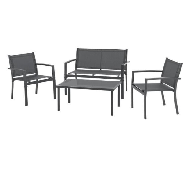 Salon de jardin CEBU - Structure Acier - 4 personnes - Gris AUCUNE