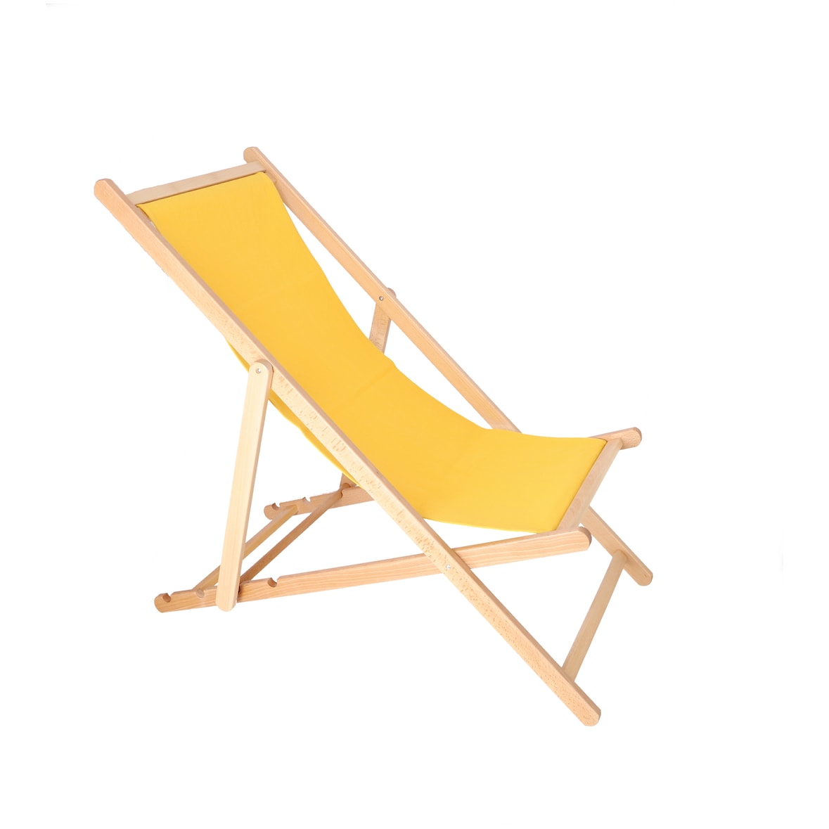 Aranaz- Hamaca madera de haya barnizada sin brazos lona amarilla. Dimensiones: 60 x 130 x 107 cm