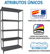 thumbnail of SimonRack Estantería Metálica, 2000x1200x500 mm, 5 Alturas, Bandeja Metal, 200 kg de Punto Flexión, Antracita - Simonclick