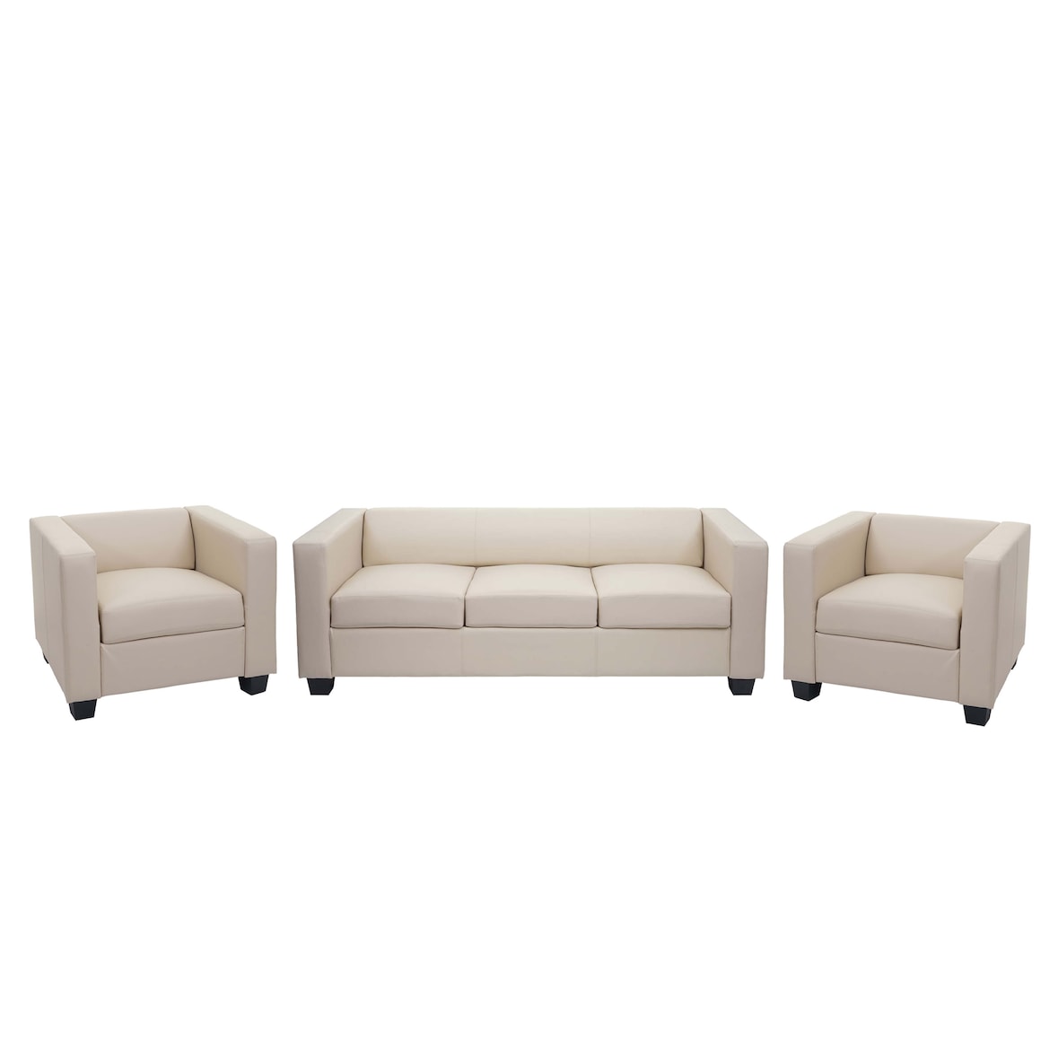 3-1-1 Conjunto sofá Conjunto sofá Lounge Lille ~ polipiel, crema