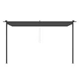 thumbnail of Outsunny Pérgola de Pared de Jardín 4x3 m Gazebo Exterior Cenador con Techo Retráctil Tela de Poliéster y Marco de Acero para Patio Terraza Balcón