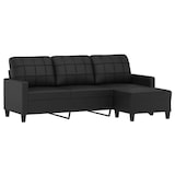 thumbnail of vidaXL 3-Sitzer-Sofa mit Hocker Schwarz 180 cm Kunstleder