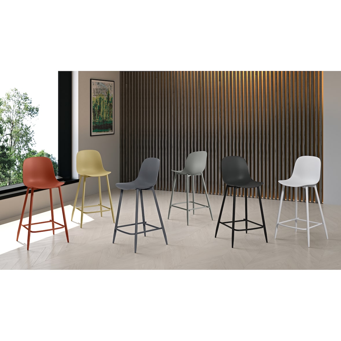 Frida - Hocker aus weißem Polypropylen - 2er-Set