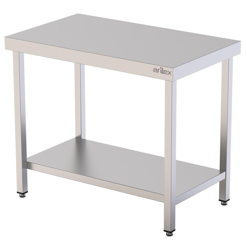 Table centrale inox - AISI 304 - Avec étagère - 1000x700x850 mm - Arilex