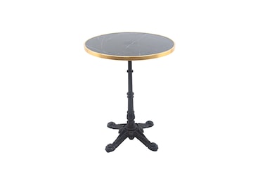 METRO PROFESSIONAL Table de terrasse GLORIA, pied en fonte, cerclage doré, Ø 61 x 74 cm, ronde, noir
