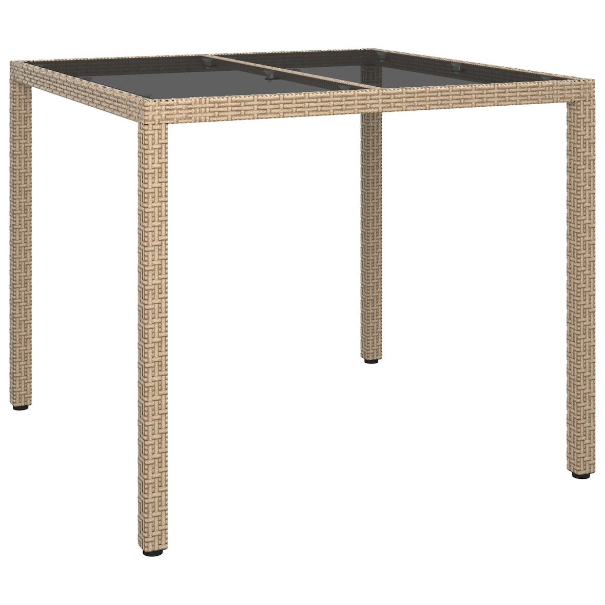 vidaXL Gartentisch Beige 90x90x75 cm Poly-Rattan