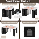 thumbnail of Kücheninsel mit Rollen ausziehbar Weiß+Schwarz 150x80x77  mit LED-Beleuchtung, Stauraumfächern und USB- und Type-C-Anschlüssen, MDF+Glas
