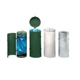 thumbnail of PROREGAL Robuster Abfallsammler mit Deckel & Einflügeltür | 120 Liter, HxBxT 98x50x50cm | Stahl | Grün | Mülleimer Abfalleimer Müllkorb